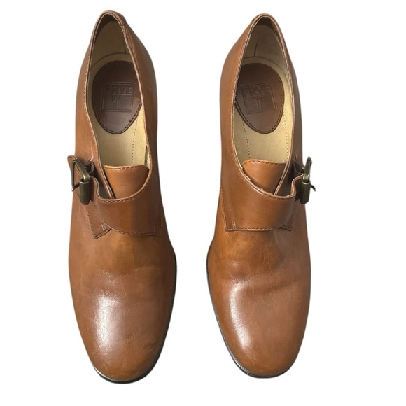 Frye Laurie Monk Brown Leather Strap Pump Heels Size 6.5 - Picture 2 of 5